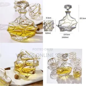 7pcs Wine Bottle Liquor Dispenser Whisky Engraved Decanter Set Glass