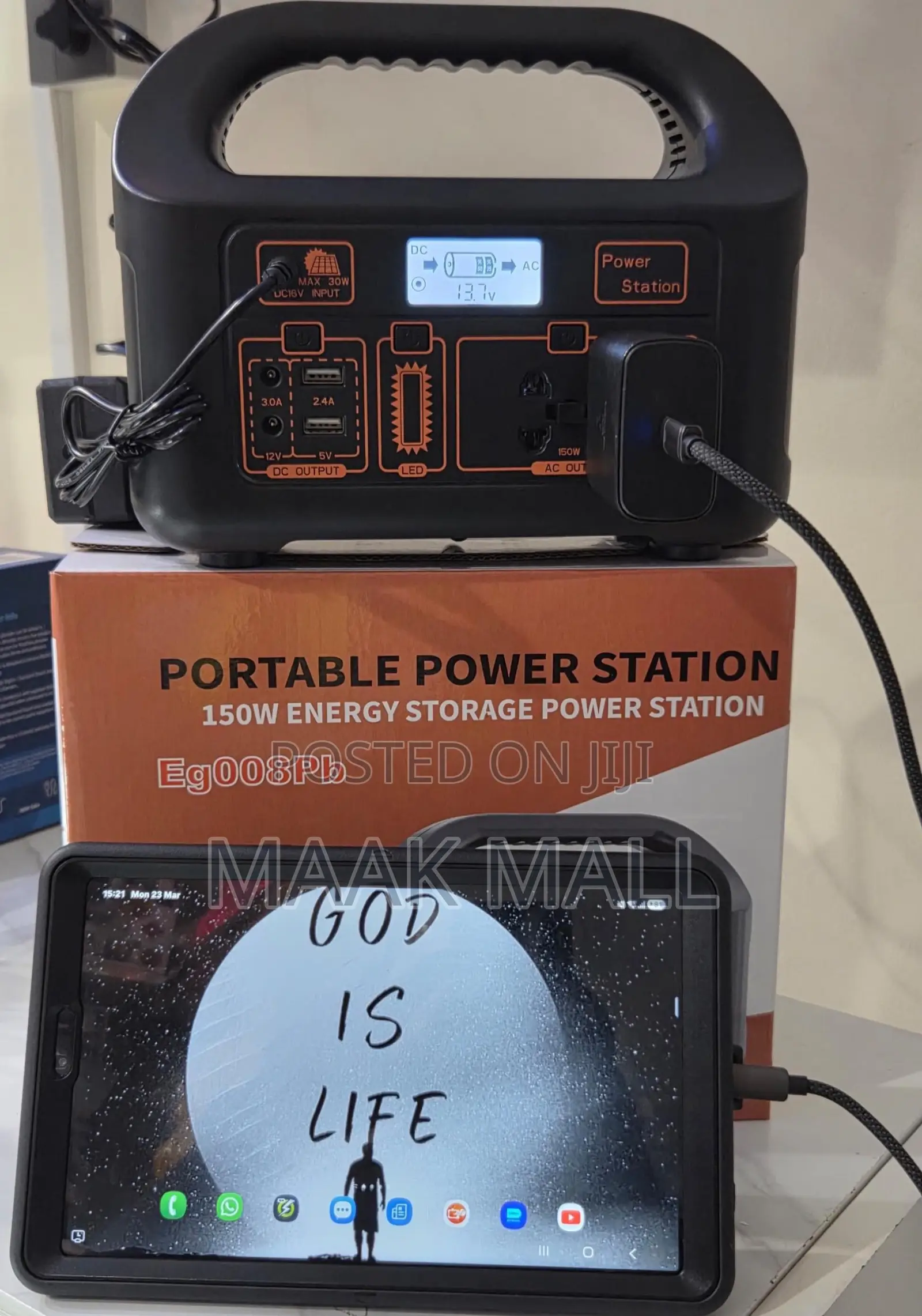 ‪ Portable Power Station, 150w - Powers Home Appliances Like Tv,