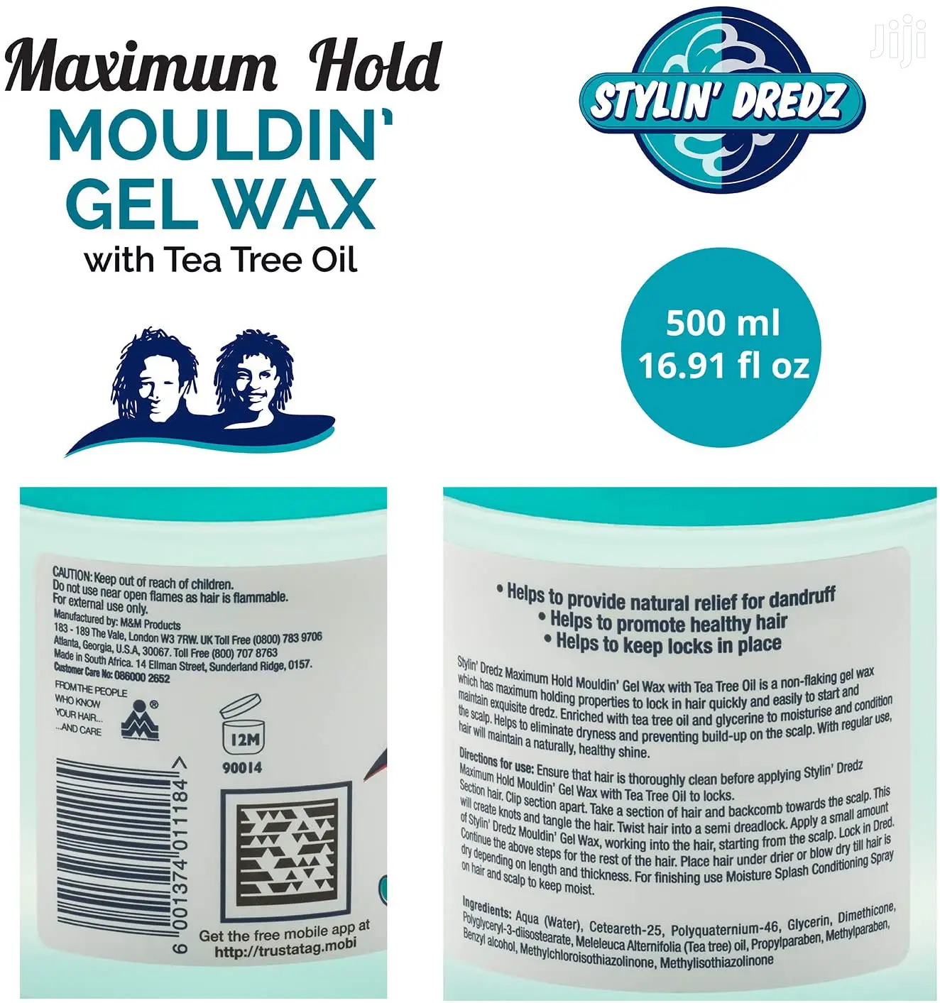 South Africa Stylin' Dredz Mouldin' Gel Wax Loc N Twist 500ml