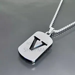 English Alphabet Hollow Pendant Necklace Punk Style Stainless Steel