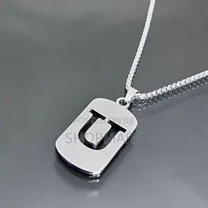 English Alphabet Hollow Pendant Necklace Punk Style Stainless Steel