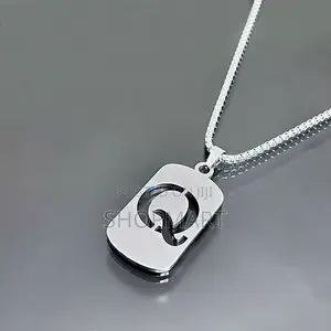 English Alphabet Hollow Pendant Necklace Punk Style Stainless Steel