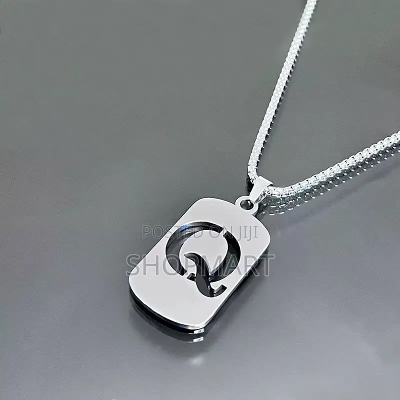 English Alphabet Hollow Pendant Necklace Punk Style Stainless Steel