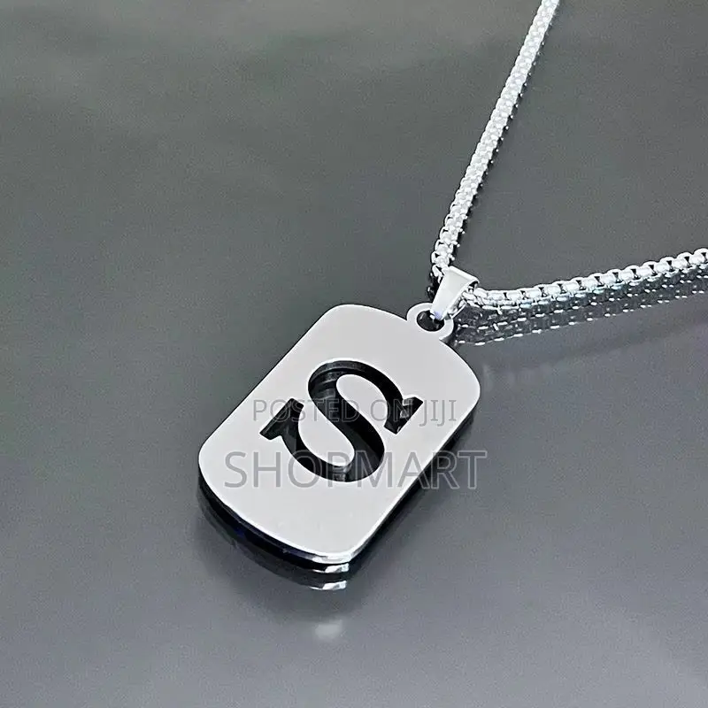 English Alphabet Hollow Pendant Necklace Punk Style Stainless Steel