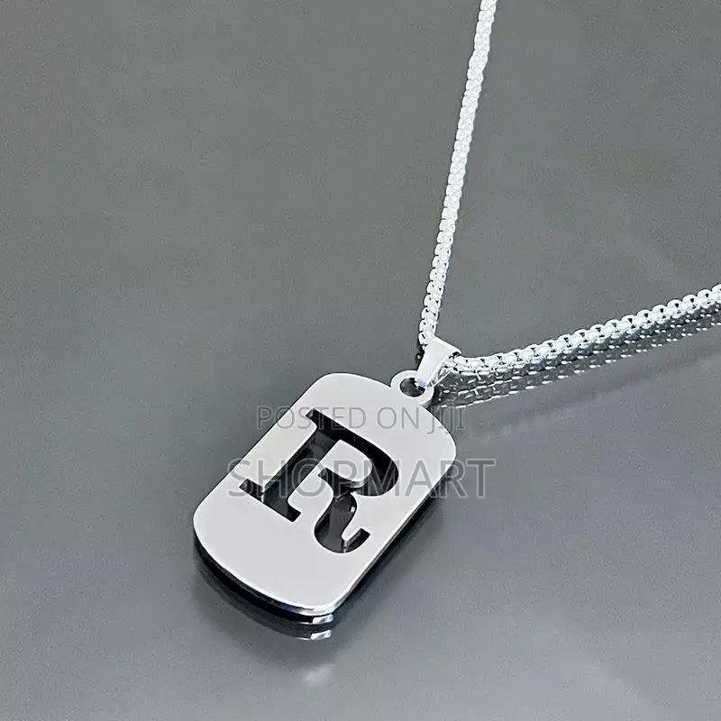English Alphabet Hollow Pendant Necklace Punk Style Stainless Steel