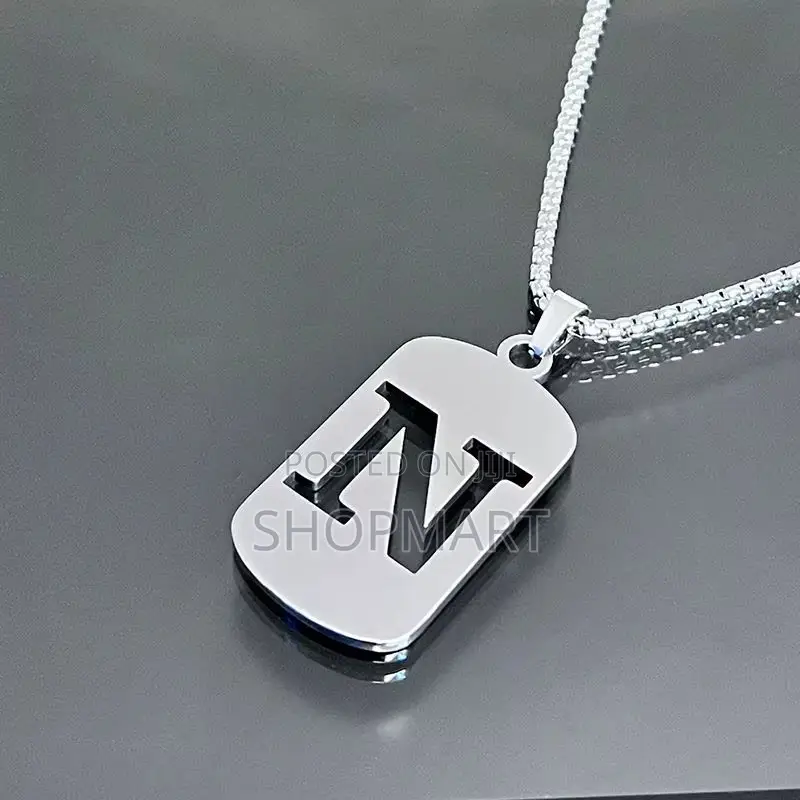 English Alphabet Hollow Pendant Necklace Punk Style Stainless Steel