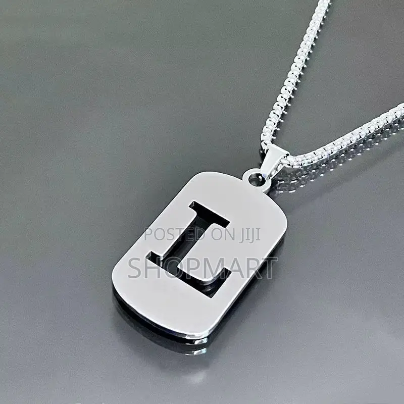 English Alphabet Hollow Pendant Necklace Punk Style Stainless Steel