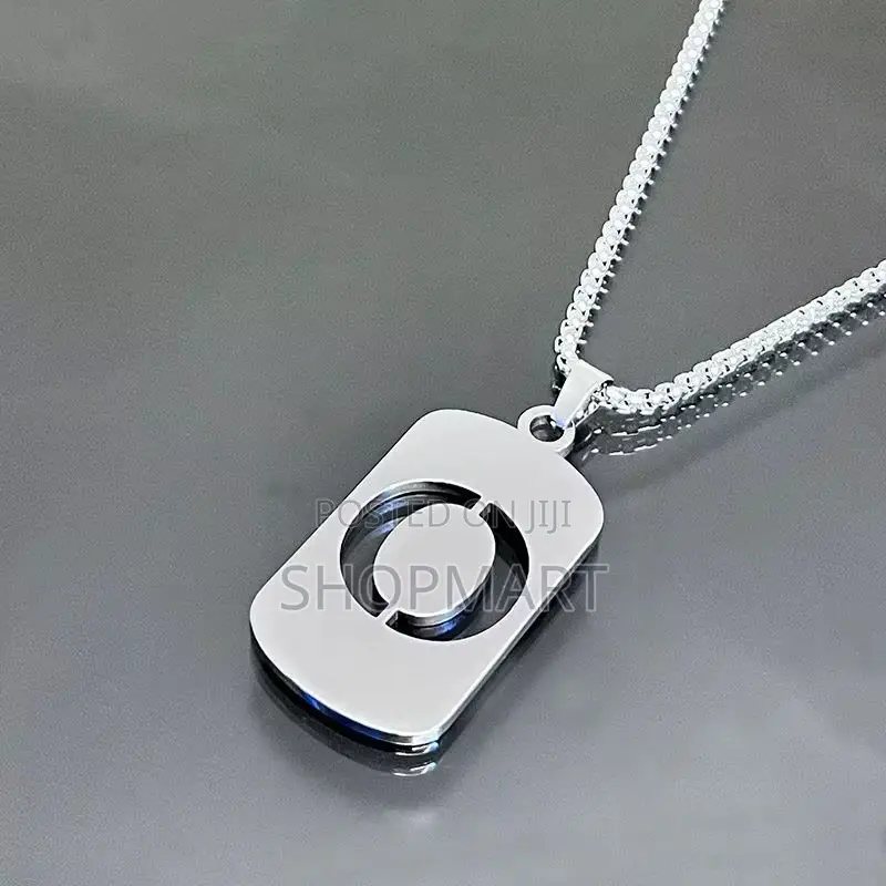 English Alphabet Hollow Pendant Necklace Punk Style Stainless Steel
