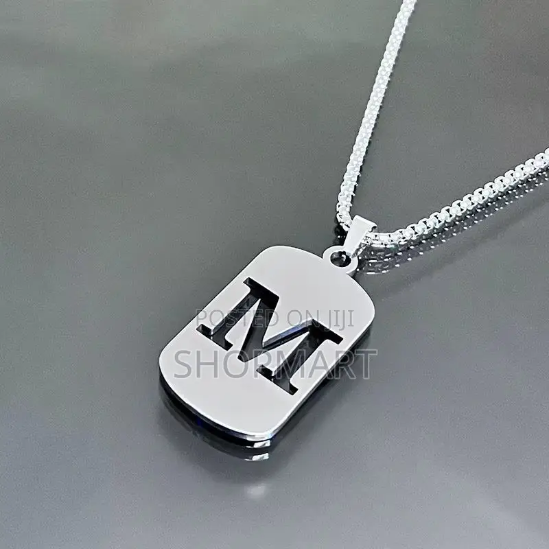 English Alphabet Hollow Pendant Necklace Punk Style Stainless Steel