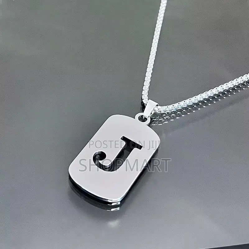 English Alphabet Hollow Pendant Necklace Punk Style Stainless Steel