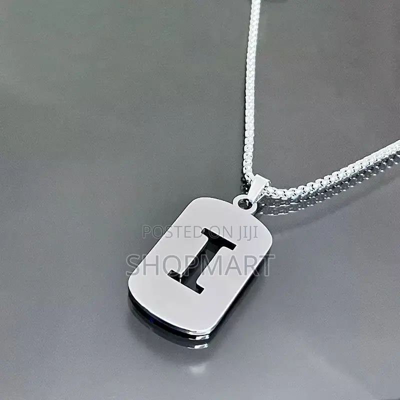 English Alphabet Hollow Pendant Necklace Punk Style Stainless Steel