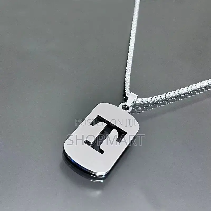English Alphabet Hollow Pendant Necklace Punk Style Stainless Steel