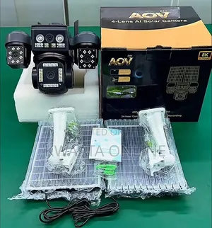 8mp Solar Powered Camera 4g Sim Card 4 Lens Aov Four View