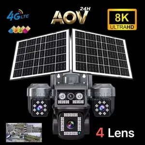 8mp Solar Powered Camera 4g Sim Card 4 Lens Aov Four View