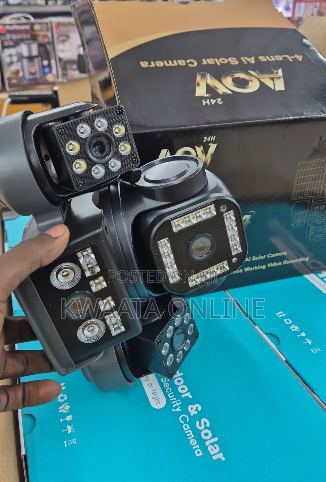 8mp Solar Powered Camera 4g Sim Card 4 Lens Aov Four View