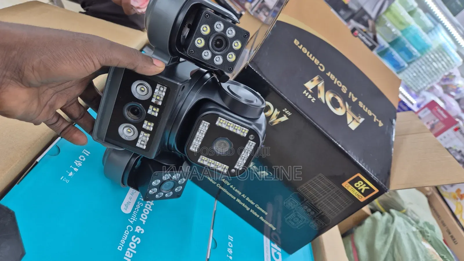 8mp Solar Powered Camera 4g Sim Card 4 Lens Aov Four View
