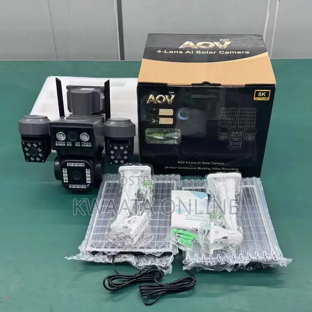 8mp Solar Powered Camera 4g Sim Card 4 Lens Aov Four View