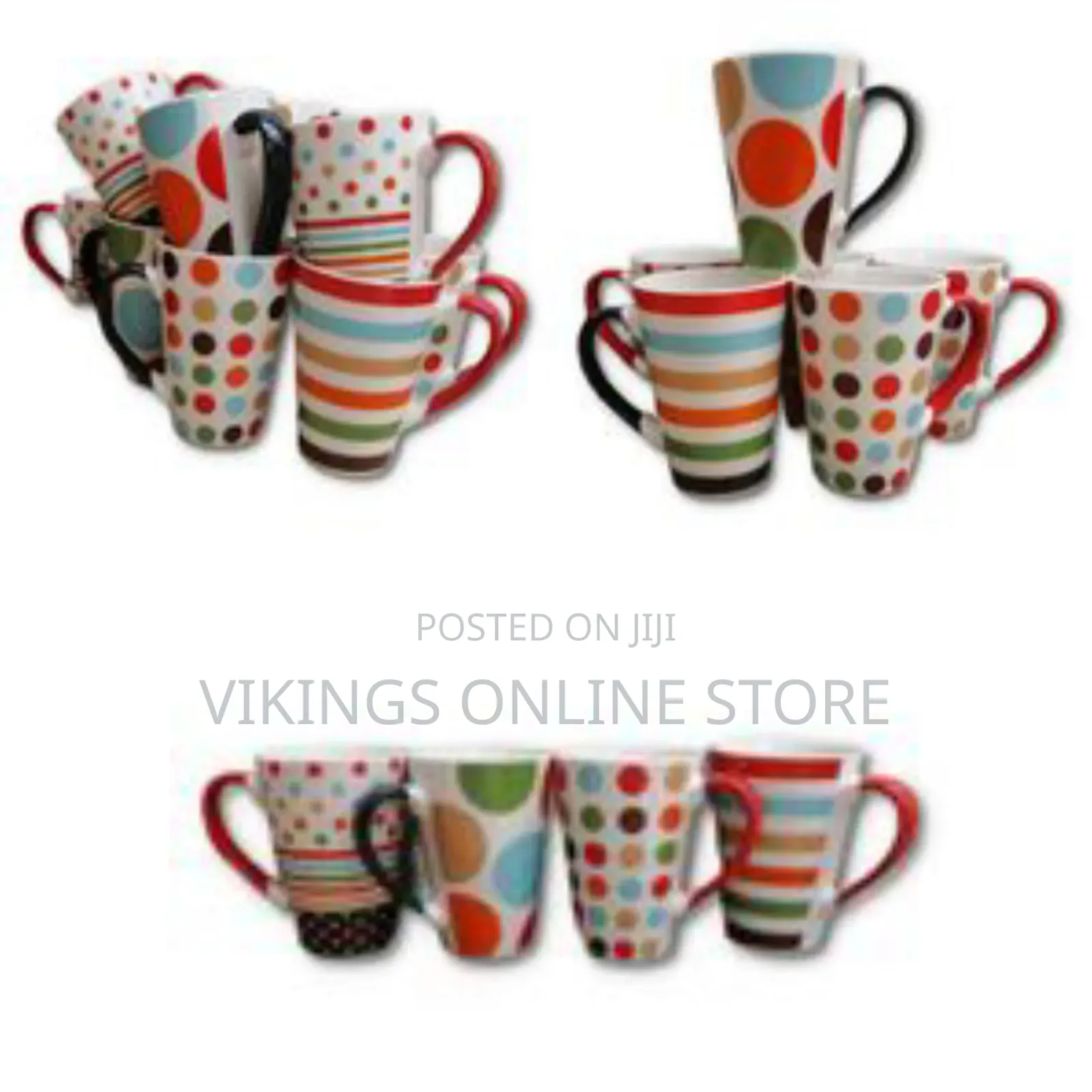 6 Pieces of Printed Coffee Tea Cups Mugs- Multi Colours