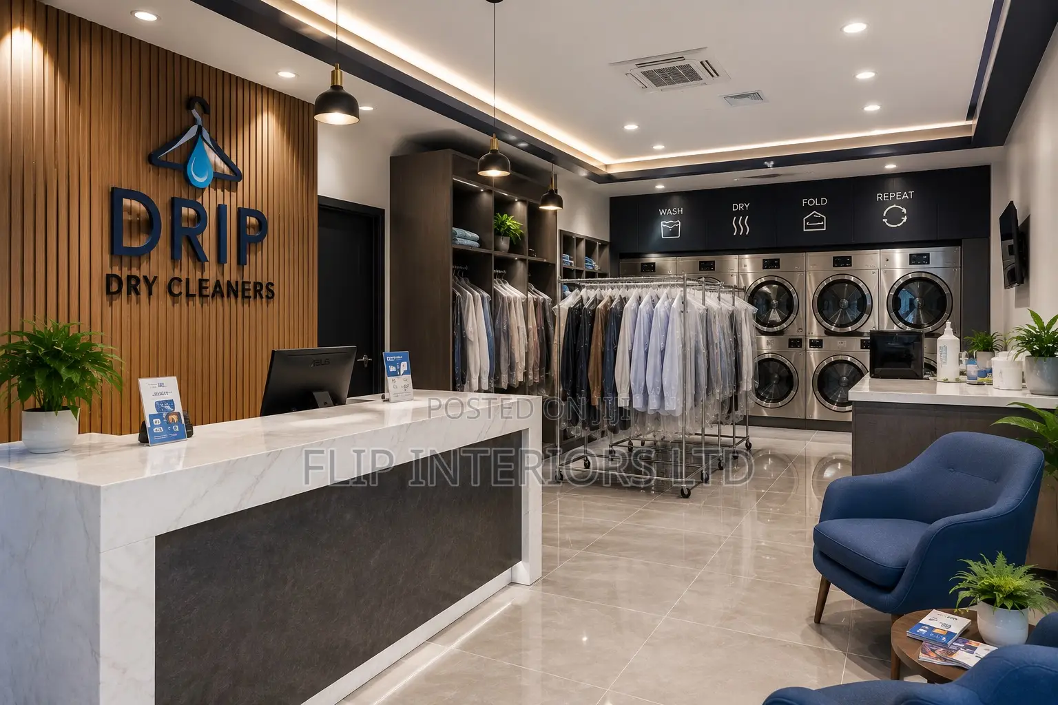 Premium Laundry Business Interior Finishing Solutions