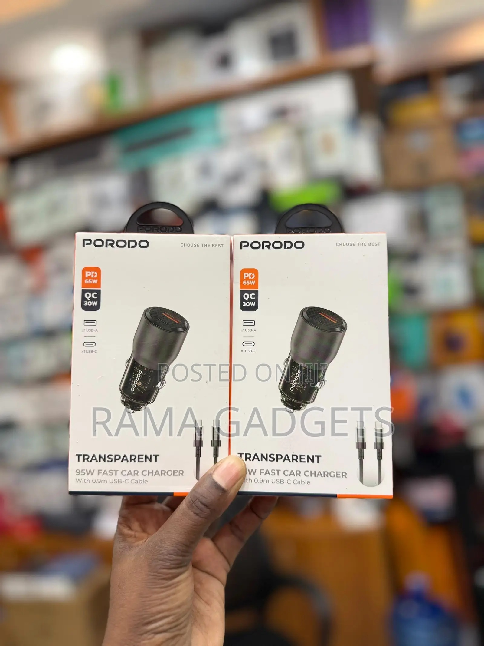 Porodo Transparent 95w Fast Car Charger