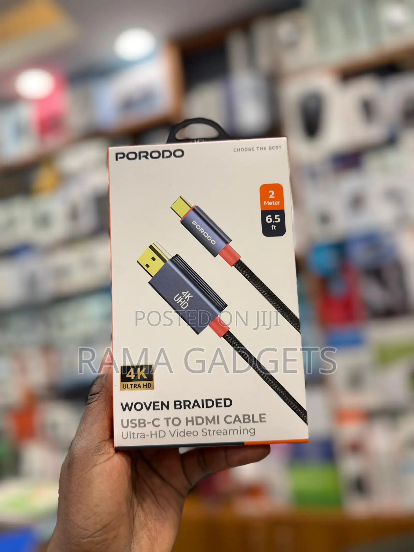 Porodo Woven Braided Usb-C to Hdmi Cable, Ultra-Hd Video Stream