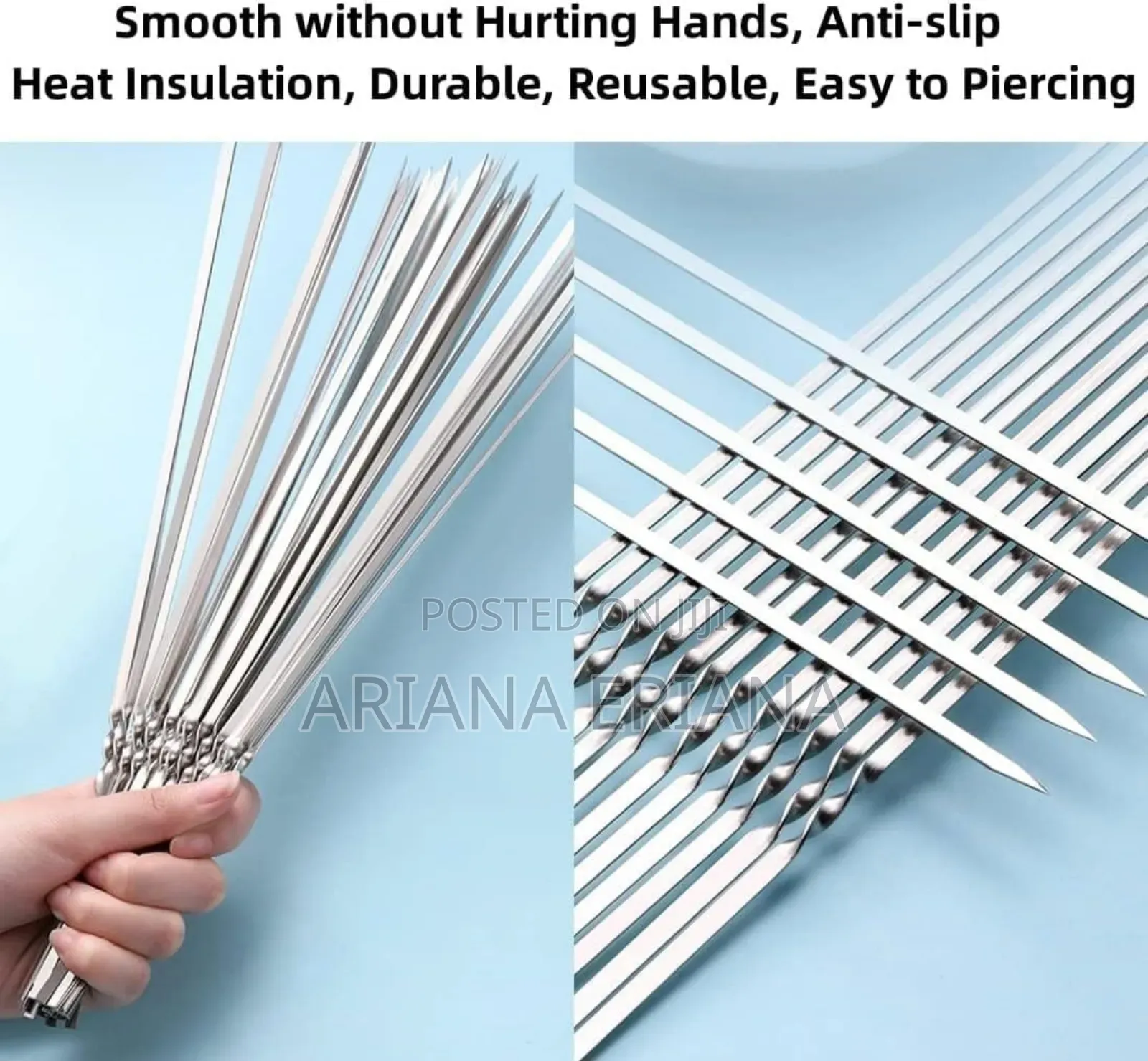 10pcs Flat Stainless Steel Kabob Skewers