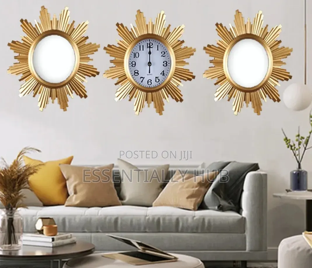 Modern Contemporary Wall Clock Set Plastic Photo Frame