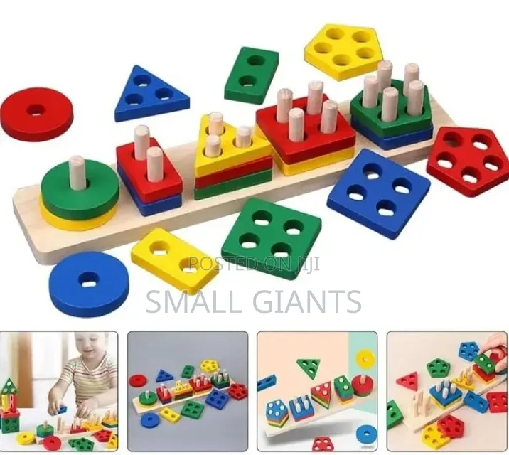 Kids Wooden Shape Sorter and Stacking Toy
