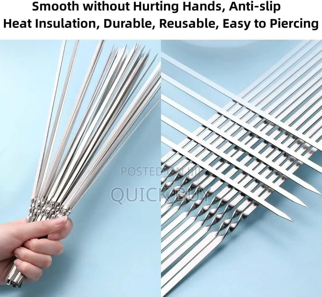 10pcs Flat Stainless Steel Kabob Skewers