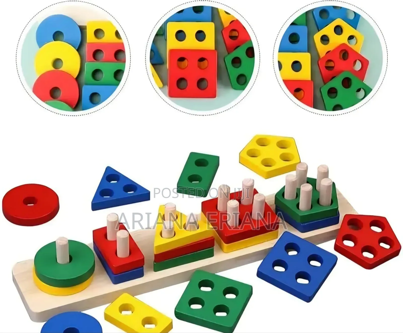 Kids Wooden Shape Sorter and Stacking Toy