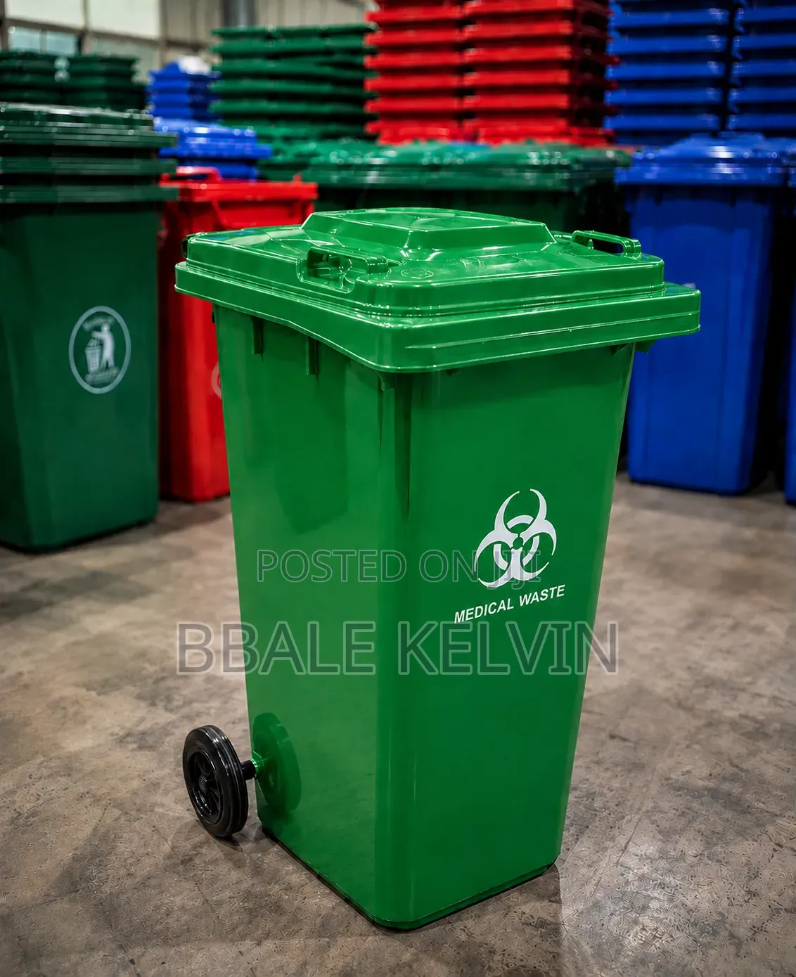 Green 240-Liter Outdoor Wheeled Plastic Waste Bin