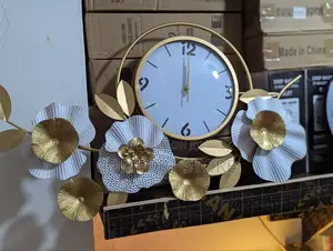 White and Gold Flower Wall Clock