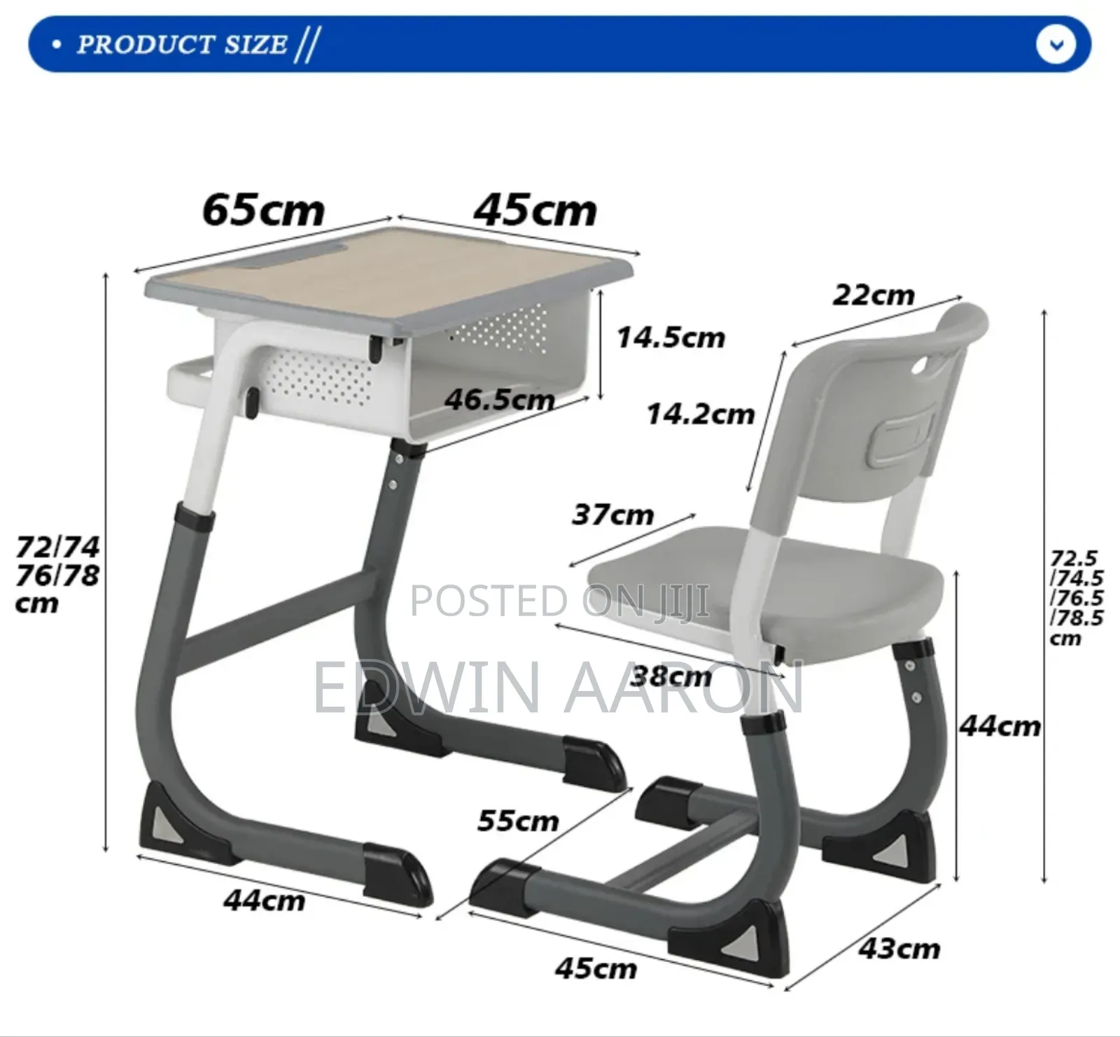 Adjustable Study Desk With Chair