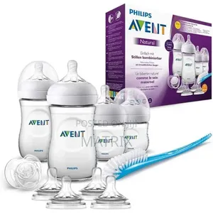 Avent Natural Baby Bottle Starter Set for Newborns,Nipples 4 Bottles