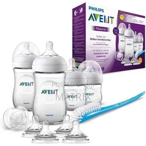 Avent Natural Baby Bottle Starter Set for Newborns,Nipples 4 Bottles