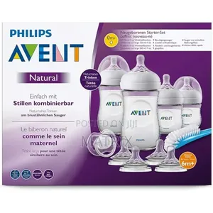 Avent Natural Baby Bottle Starter Set for Newborns,Nipples 4 Bottles