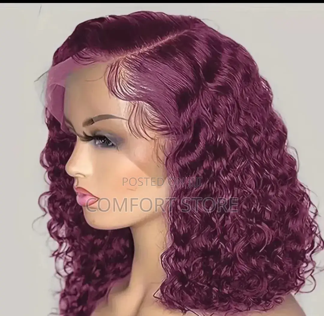 13*4 Maroon Water Wave Peruvian Human Hair Wigs 14 Inch