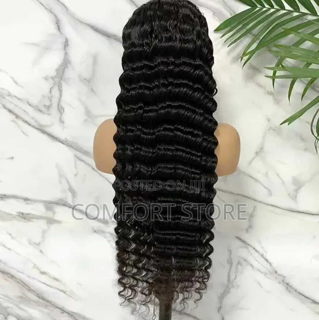 Virgin Hair Frontal Wigs Natural Black Color Deep Wave Human Hair