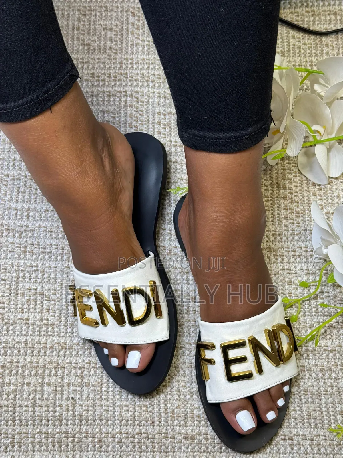 Summer Gold Buckle Slides Flat Ladies Shoes