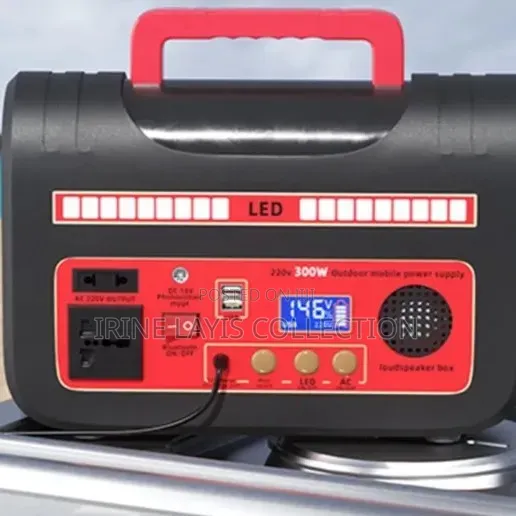 300w Portable Power Station With a Built-in Led Light and LCD Screen.