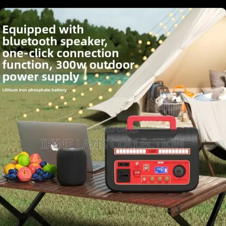 300w Portable Power Station With a Built-in Led Light and LCD Screen.