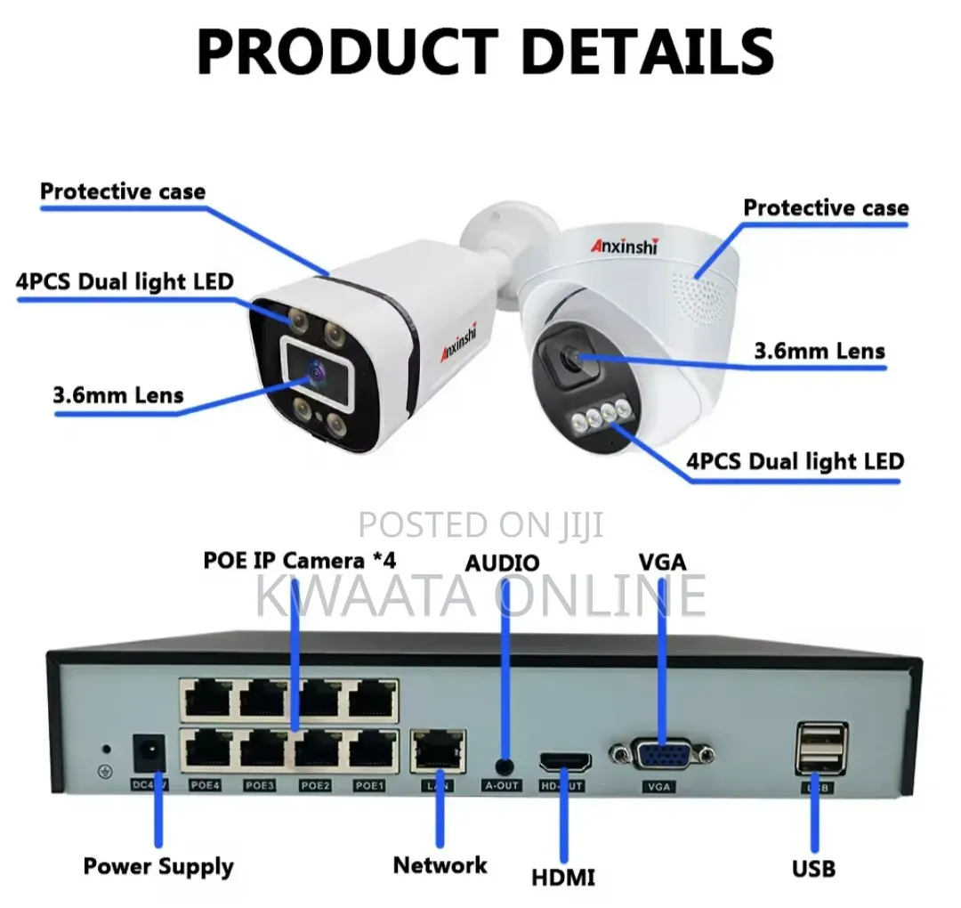 8mp Security Camera System Two Way Audio 8ch Poe Ip P2p, 1tb Hard Disk