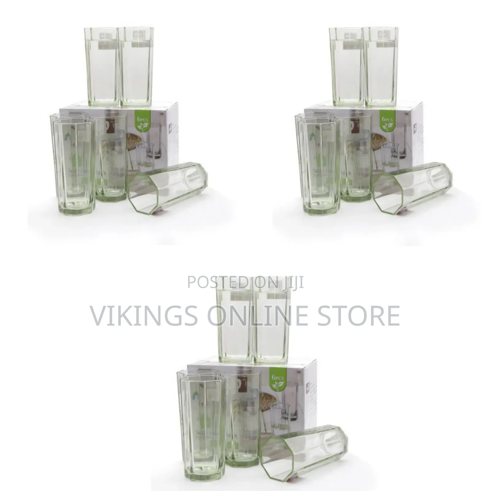 6 Pieces of Water/Juice Glasses - Green