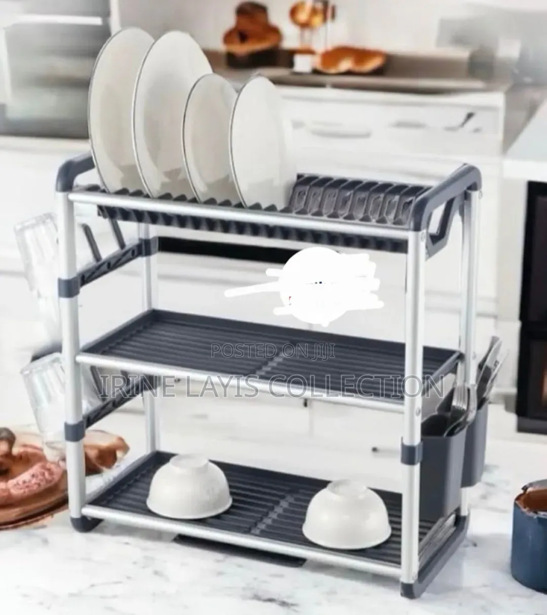 3-Tier Aluminum Dish Drying Rack With a Cutlery Holde