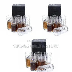 6 Pieces of Lined Design Juice Glasses - Colorless