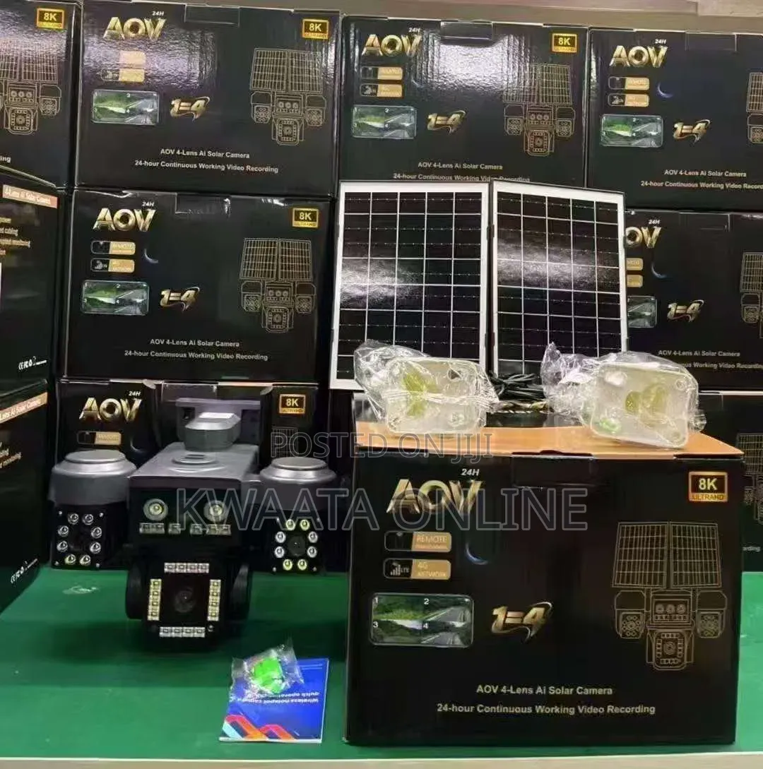 8mp Solar Powered Camera 4g Sim Card 4 Lens Aov Four View
