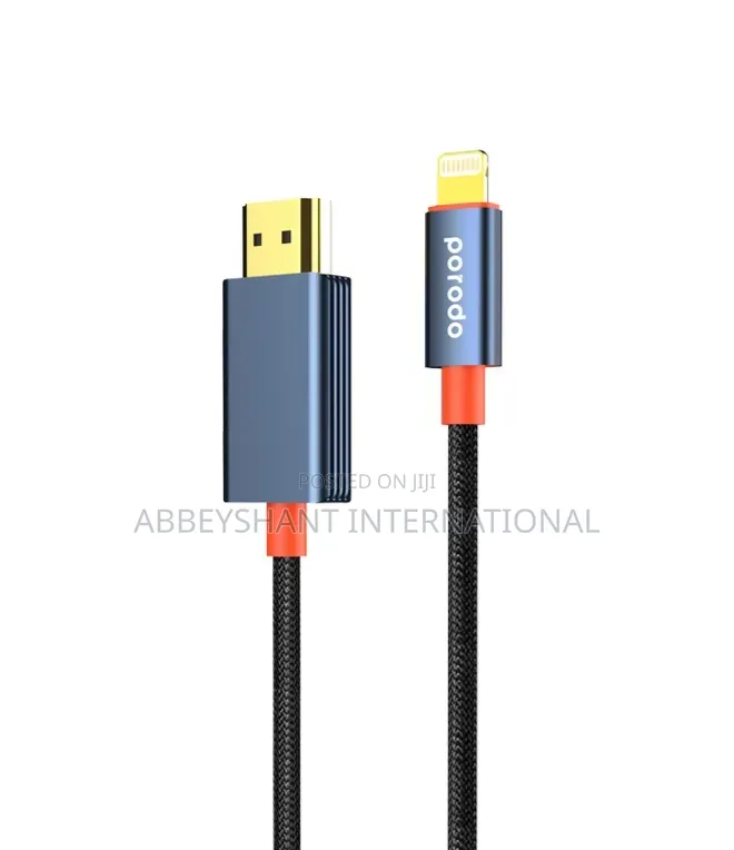 Porodo Woven Lightning to Hdmi Cable