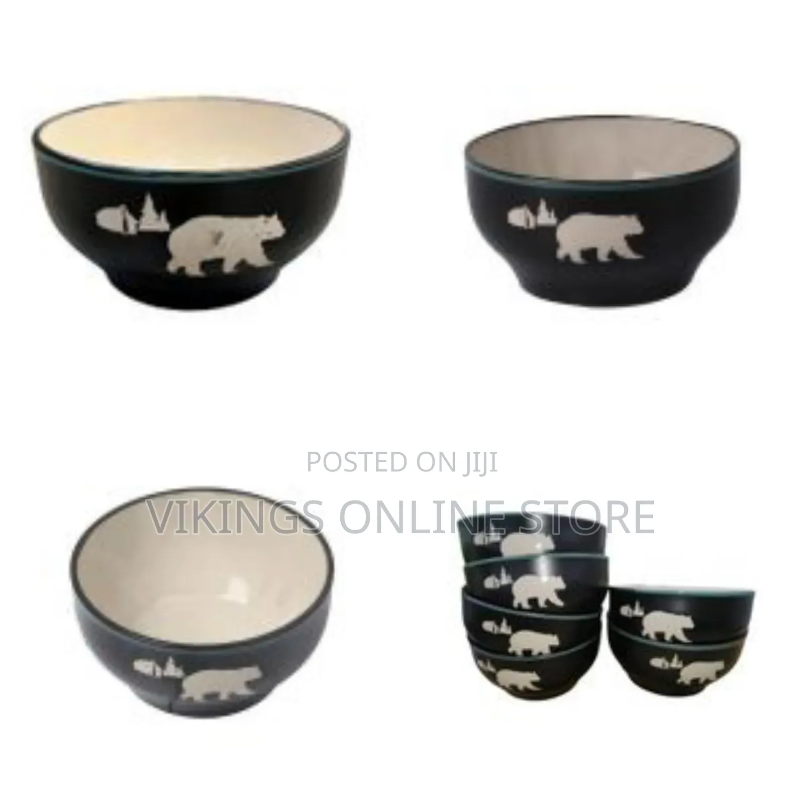 6 Piece Moose in the Woods Pines Stoneware Food Ceramic Cereal Soup