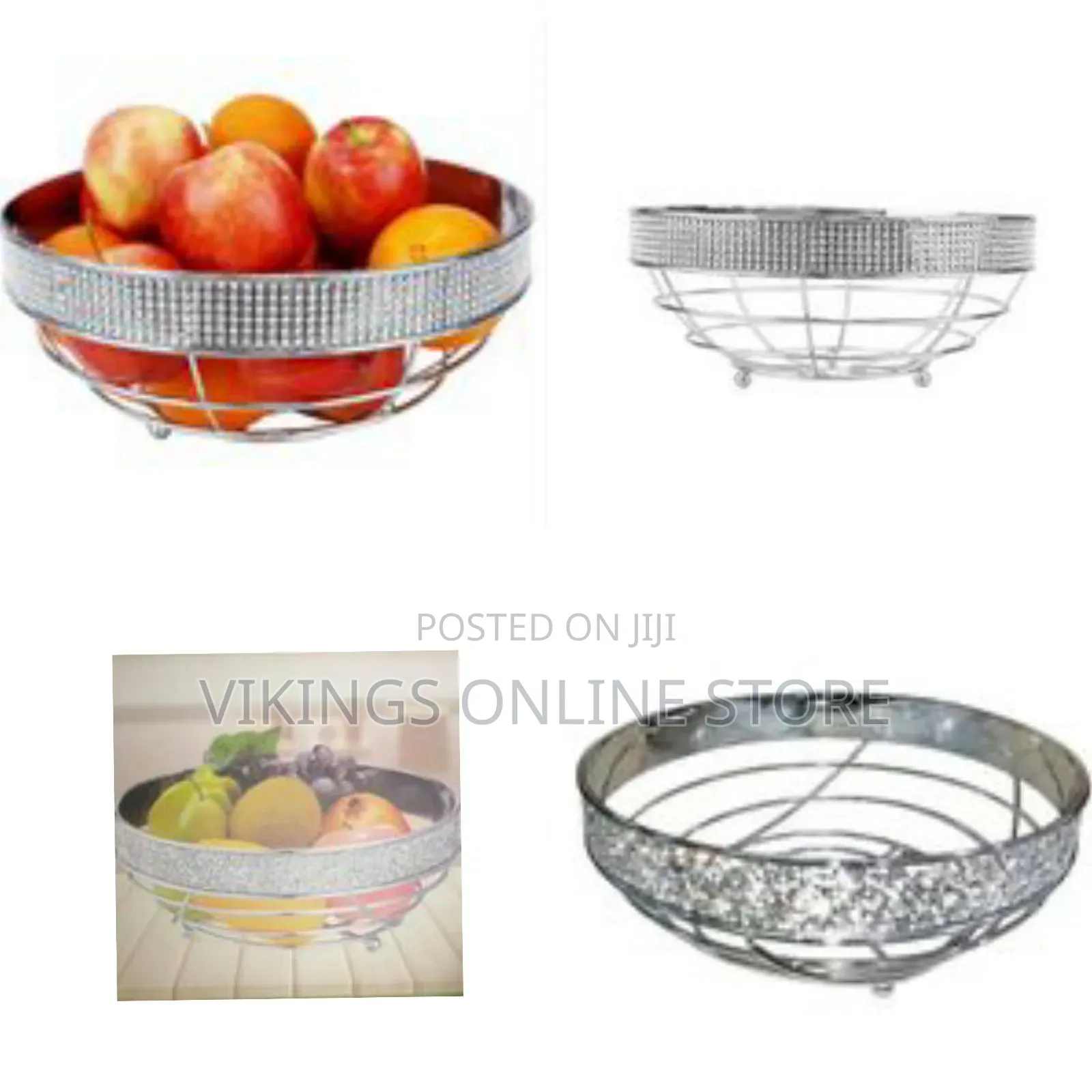 Home Basics Pave Large Capacity Decorative Non-Skid Steel Fruit Bowl