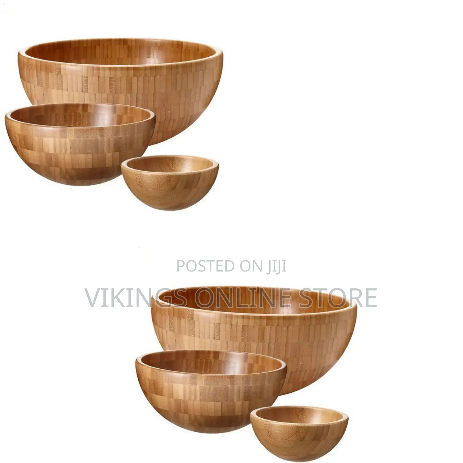 Bamboo 3 Piece Bamboo Salad Serving Bowls/Dishes-Brown